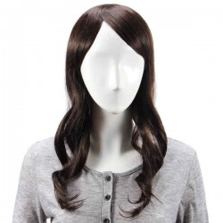 Virgin Remy Medium Brown Side Bang Long Capless Mono Top Human Hair Wig