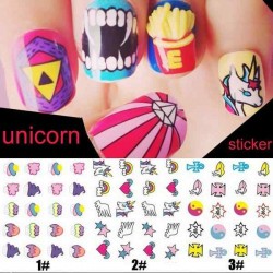 Waterproof Decal Eyes Rainbow Pattern Nail Art Sticker