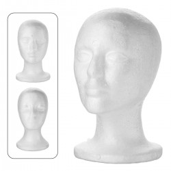 White Polystyrene Foam Mannequin Head Model Hat Wig Glasses Display Stand Rack