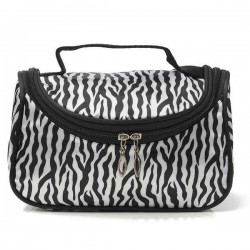 Women Makeup Cosmetic Zebra Toiletry Bag Organizer Handbag Travel Case