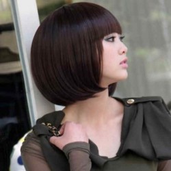 Women Short Hair Wigs Bob Style Neat Bang 5 Colors
