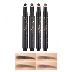 XLOONG Coffee Brown Press Cushion Eyebrow Pen Tattoo Eye Brows Tint Gel Eyebrows Enhancer Makeup