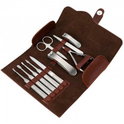 Y.F.M® 10pcs Stainless Steel Ingrown Toe Nail Clippers Nipper Manicure Tools Set Kit Pusher Cleaner File