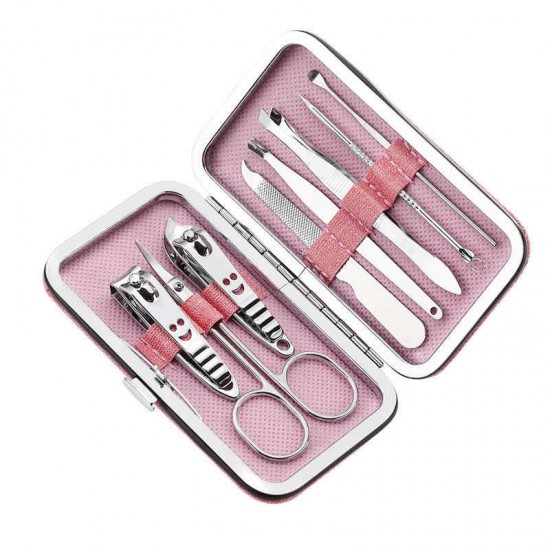 Y.F.M® 8pcs Stainless Steel Nail Care Clipper Pedicure Scissor Eyebrow Tweezer Manicure Set Kit