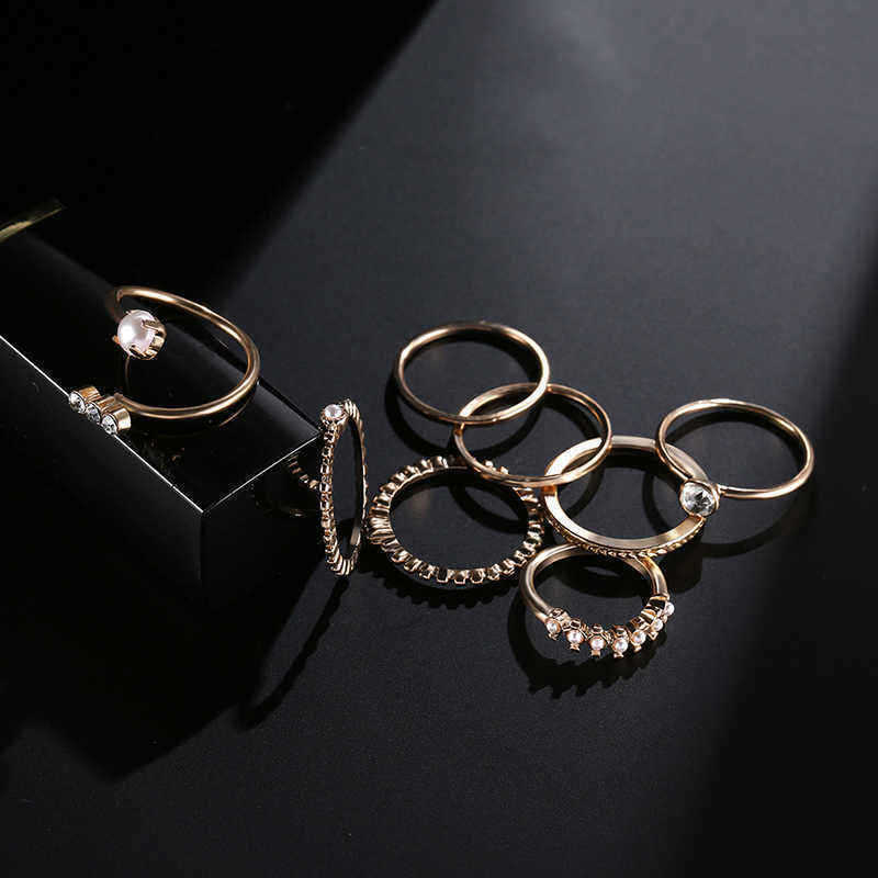 10-Pcs-of-Gold-Silver-Plated-Artificial-Pearl-Rings-Women-Bracelets-Jewelry-Set-1146980