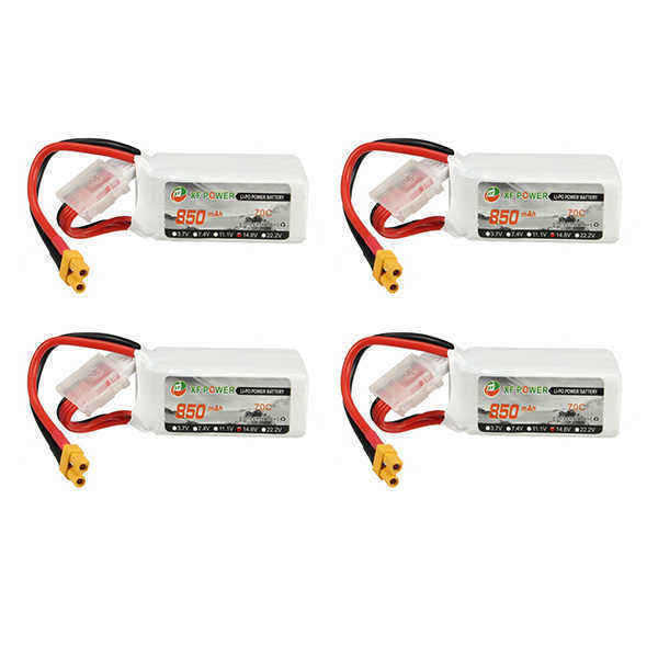 4Pcs-XF-Power-148V-850mAh-4S-70C-Lipo-Battery-XT30-Plug-1348454