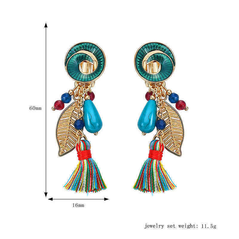 Bohemian-Earrings-Rainbow-Tassel-Leaf-Pendant-Conch-Charm-Exquisite-Gold-Plated-Boho-for-Women-1179448