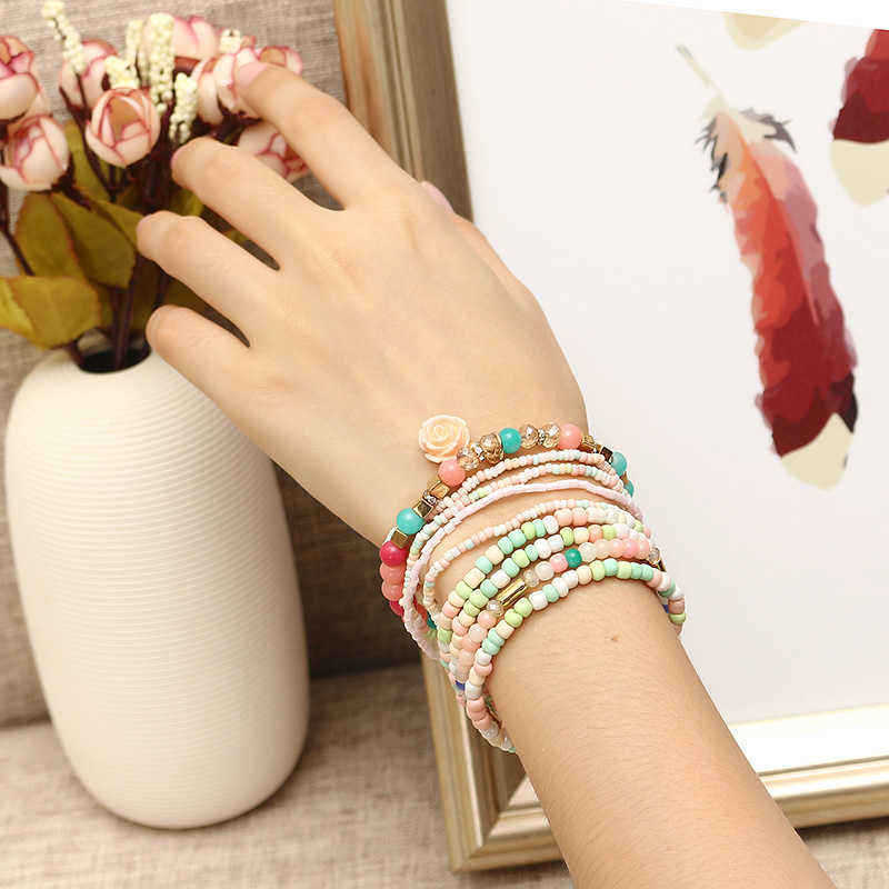 Bohemian-Multilayer-Sweet-Rose-Flower-Pendant-Bead-Bracelet-Women-Clothing-Accessories-1153845