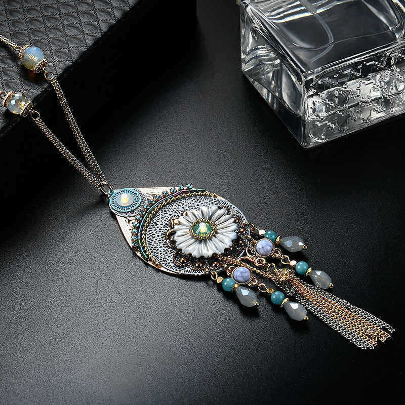 Bohemian-Tassel-Beaded-Long-Necklace-Crystal-Flower-Pendant-Womens-Jewelry-1177836