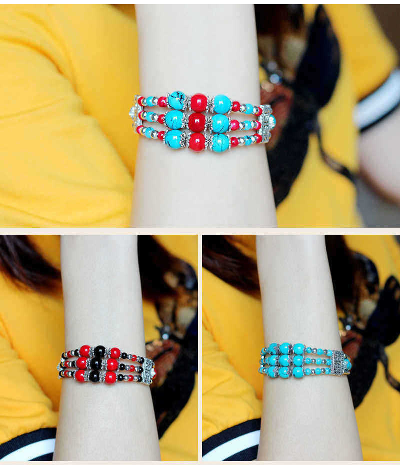 Bohemian-Tibetan-Silver-Leaf-Pendant-Ethnic-Multicolor-Beads-Women-Bracelet-Bangle-1231867