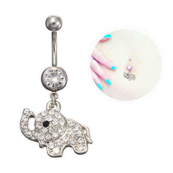 Crystal-Elephant-Belly-Button-Rings-Dangle-Navel-Bar-Body-Piercing-Jewelry-992015