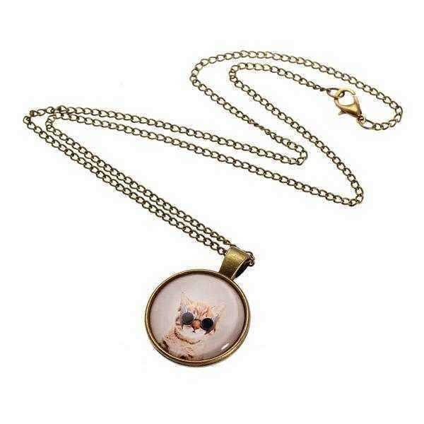 Cute-Cat-Glass-Cabochon-Bronze-Chain-Pendant-Necklace-For-Women-988340