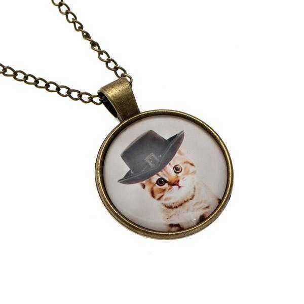 Cute-Cat-Glass-Cabochon-Bronze-Chain-Pendant-Necklace-For-Women-988340