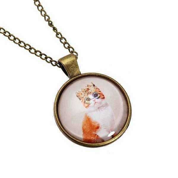 Cute-Cat-Glass-Cabochon-Bronze-Chain-Pendant-Necklace-For-Women-988340