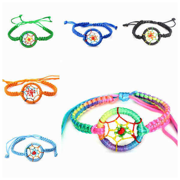 Cute-Colorful-Leather-Indian-DreamampCatcher-Bracelet-Adjustable-943712