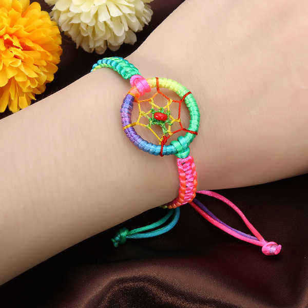 Cute-Colorful-Leather-Indian-DreamampCatcher-Bracelet-Adjustable-943712