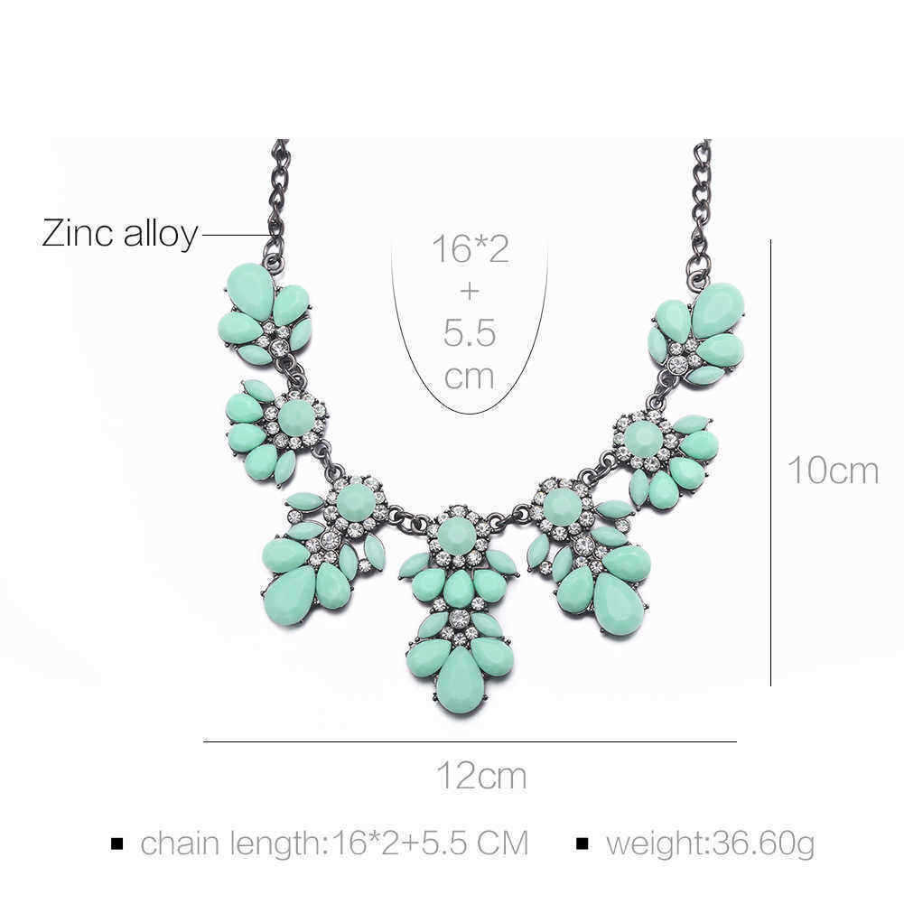 Cyan-Stylish-Collar-Necklace-Resin-Drop-Shape-Flower-Crystal-Fresh-Summer-Item-1142177