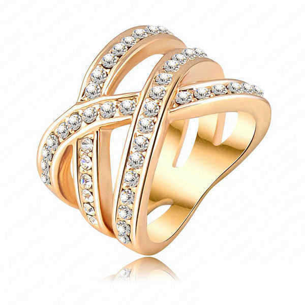 Double-Cross-Austrian-Crystal-Women-Ring-18K-Rose-Gold-Plated-956723