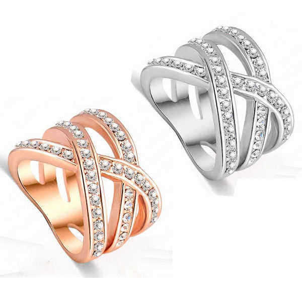 Double-Cross-Austrian-Crystal-Women-Ring-18K-Rose-Gold-Plated-956723