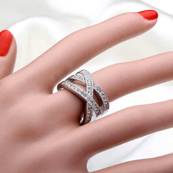 Double-Cross-Austrian-Crystal-Women-Ring-18K-Rose-Gold-Plated-956723