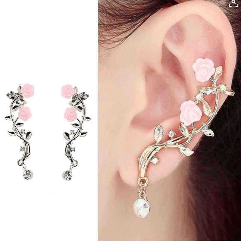 Elegant-Pink-Flower-Womens-Cuff-Earring-Silver-Gold-Color-Piercing-Clip-Earrings-1317988