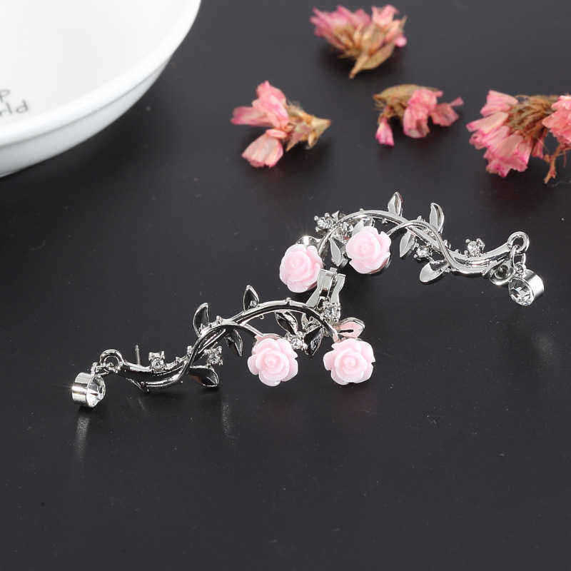 Elegant-Pink-Flower-Womens-Cuff-Earring-Silver-Gold-Color-Piercing-Clip-Earrings-1317988