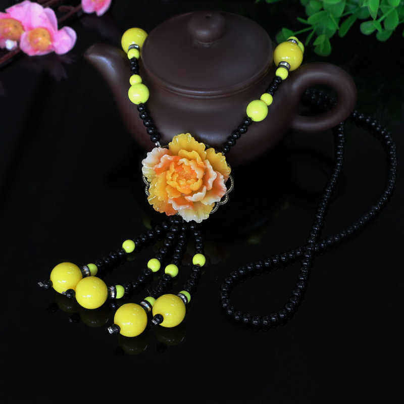 Ethnic-Artificial-Jade-Flower-Resin-Paint-Beads-Necklace-Jewelry-1050165