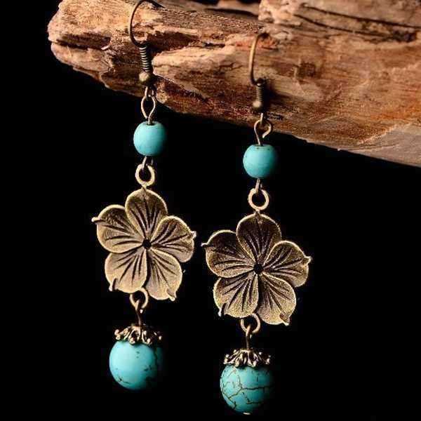 Ethnic-Flower-Turquoise-Beads-Tassel-Drop-Earrings-Jewelry-1056506