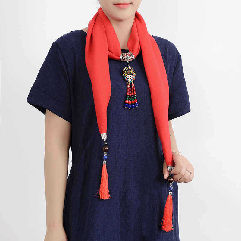 Ethnic-Multifunction-Women-Necklace-Retro-Shell-Flower-Colorful-Bead-Tassel-Cotton-Scarf-Gift-1190825