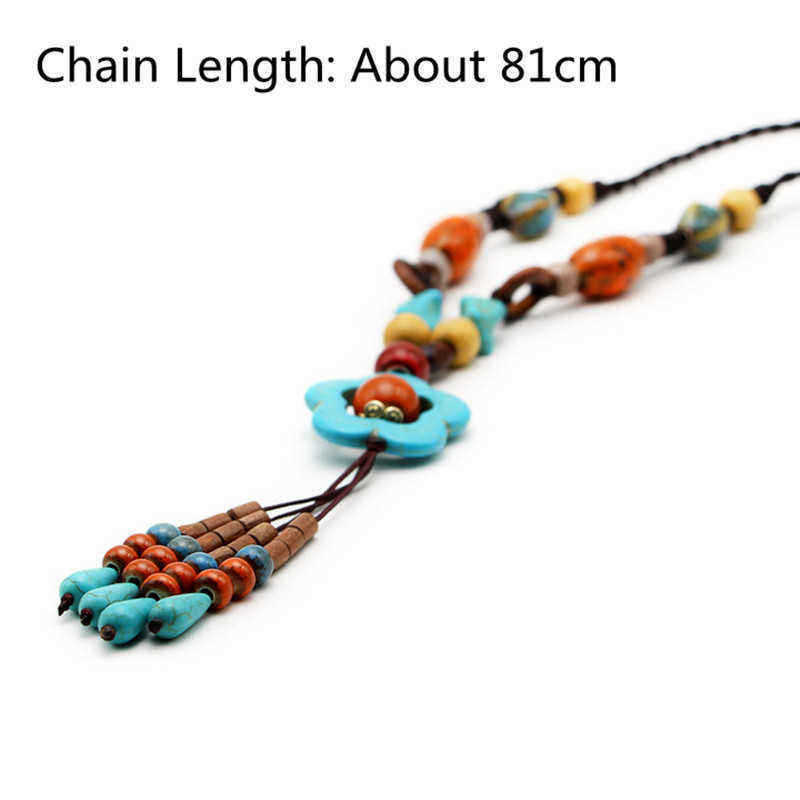 Ethnic-Womens-Long-Necklace-Vintage-Handmade-Ceramic-Flower-Wood-Bead-Tassel-Necklaces-Gift-1289952