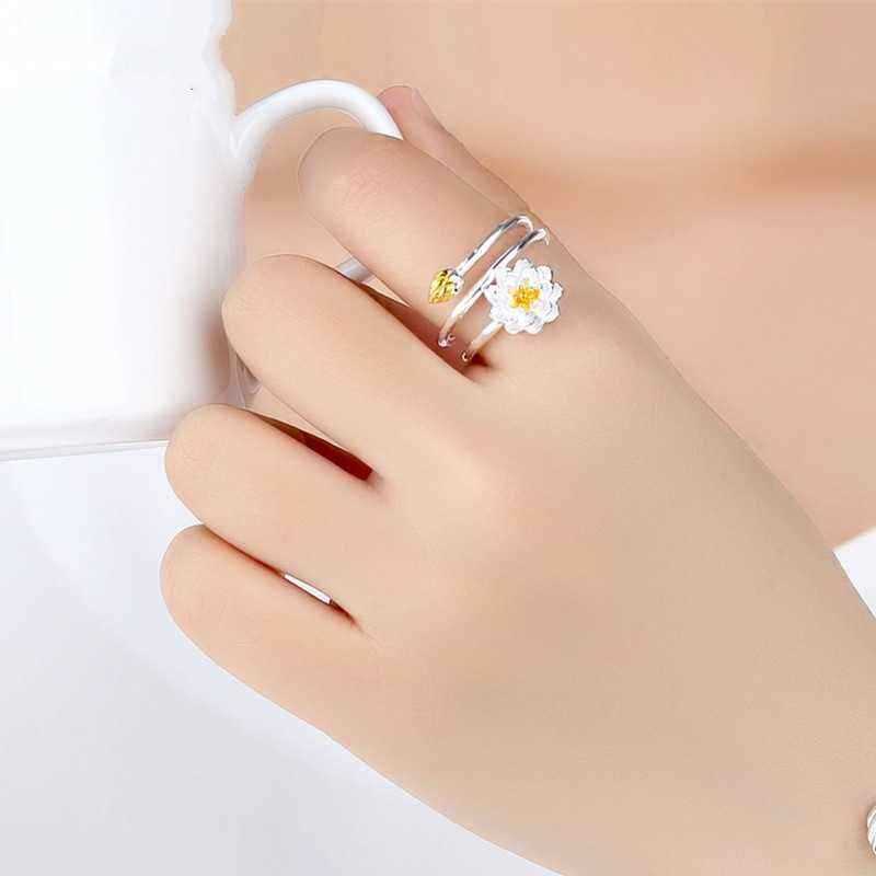 Ethnic-Womens-Silver-Plated-Ring-Lotus-Charm-Solid-Flower-Stackable-Adjustable-Open-end-Ring-1289934