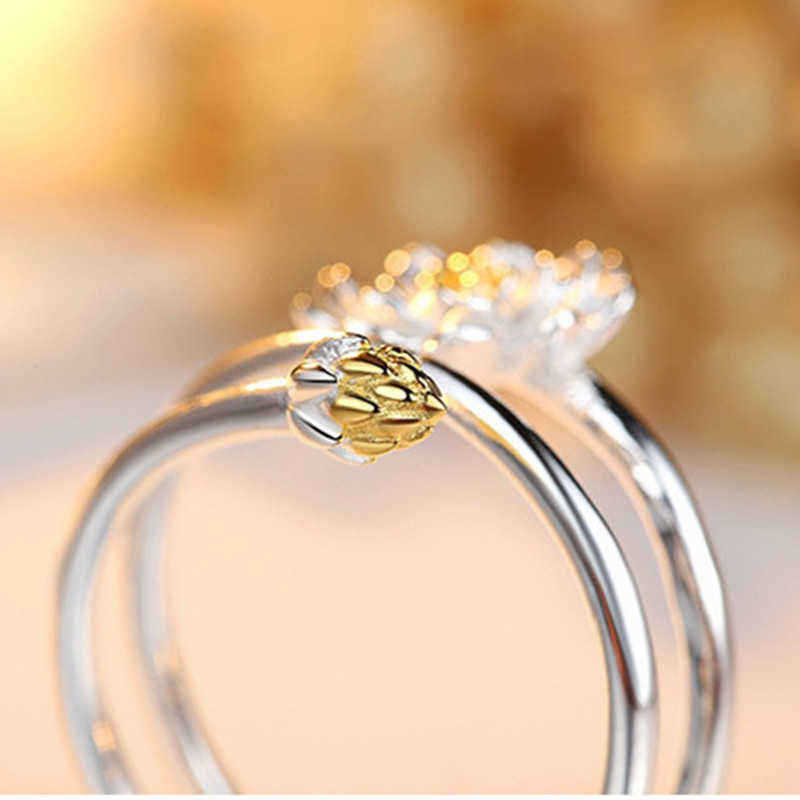 Ethnic-Womens-Silver-Plated-Ring-Lotus-Charm-Solid-Flower-Stackable-Adjustable-Open-end-Ring-1289934