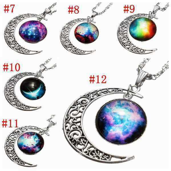 Galaxy-Moon-Universe-Glass-Cabochon-Crescent-Pendant-Chain-Necklace-958881