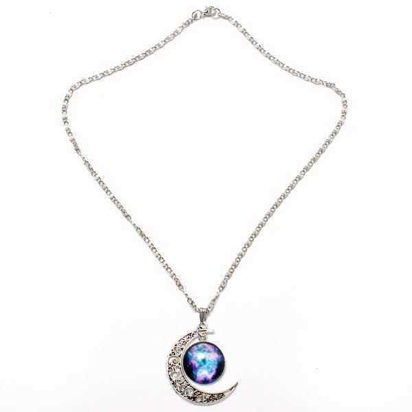 Galaxy-Moon-Universe-Glass-Cabochon-Crescent-Pendant-Chain-Necklace-958881