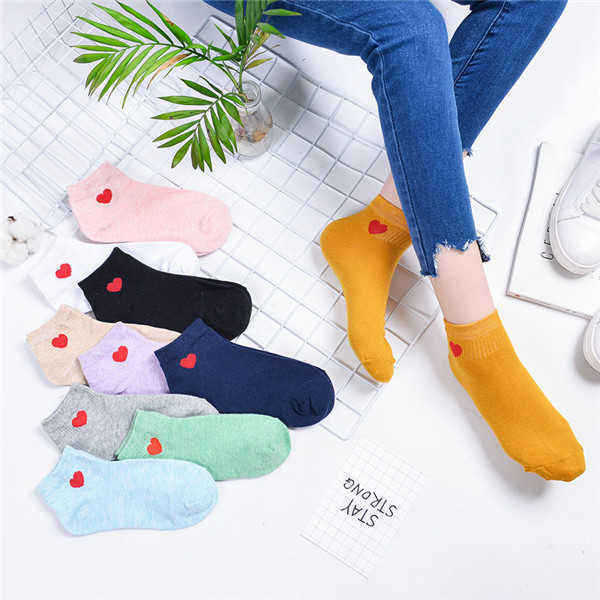 Girls-Women-Cotton-Love-Heart-Socks-Casual-College-Style-Soft-Ankle-Low-Boat-Socks-1128174