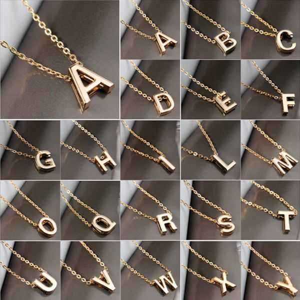 Gold-Plated-Letter-Alphabet-Name-Pendant-Chain-Necklace-Unisex-Jewelry-959751