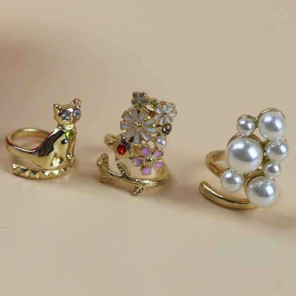 Gold-Plated-Women-Jewelry-Flower-Cute-Cat-Pearl-Nail-Ring-1000508