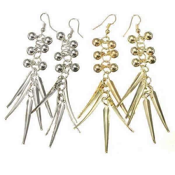 Gold-Silver-Beads-Spike-Rivet-Long-Tassel-Ear-Drop-Earrings-For-Women-956881