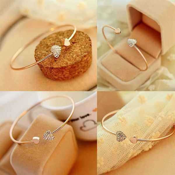 Gold-Silver-Plated-Double-Rhinestone-Peach-Hearts-Cuff-Bracelet-Bangle-960111