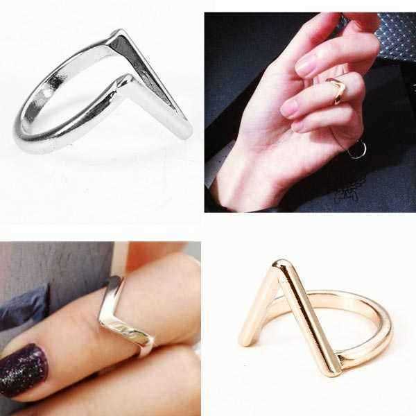 Gold-Silver-Plated-V-Shape-Arrow-Shape-Knuckle-Finger-Ring-918713