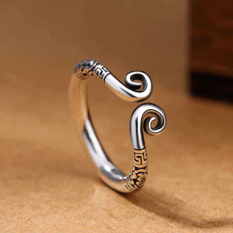 Golden-Hoop-Monkey-King-Antique-Silver-Adjustable-Matching-Ring-for-Couples-1240976