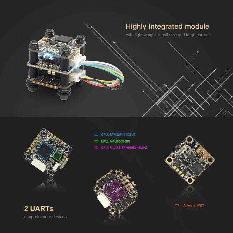 HGLRC-FD413-VTX-16x16-F411-Flight-Controller-amp-13A-2-4S-Blheli_S-4-In-1-Brushless-ESC-25400mW-VTX--1555405