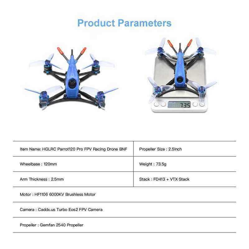 HGLRC-Parrot120-Pro-120mm-F4-Toothpick-FPV-Racing-Drone-PNP-BNF-w-1106-Motor-Caddxus-Turbo-Eos2-1558098