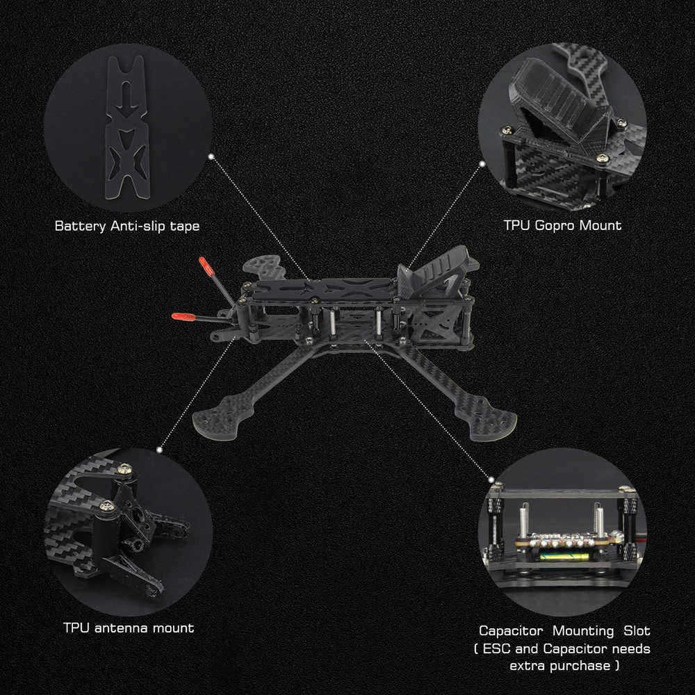 HGLRC-Sector-Freestyle-567-Inch-226260296mm-Wheelbase-5mm-Arm-3K-Carbon-Fiber-Frame-Kit-for-RC-Drone-1547586