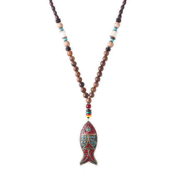 Handmade-Nepal-Buddhist-Mala-Wood-Beaded-Necklace-Fish-Pendant-Long-Statement-Necklace-for-Women-Men-1271798