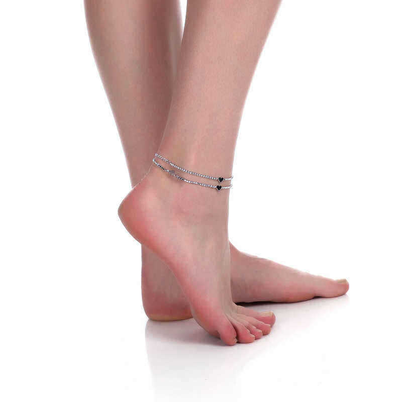 Heart-Platinum-Plated-Double-Layer-Anklet-Adjustable-Claw-Chain-for-Women-1156815