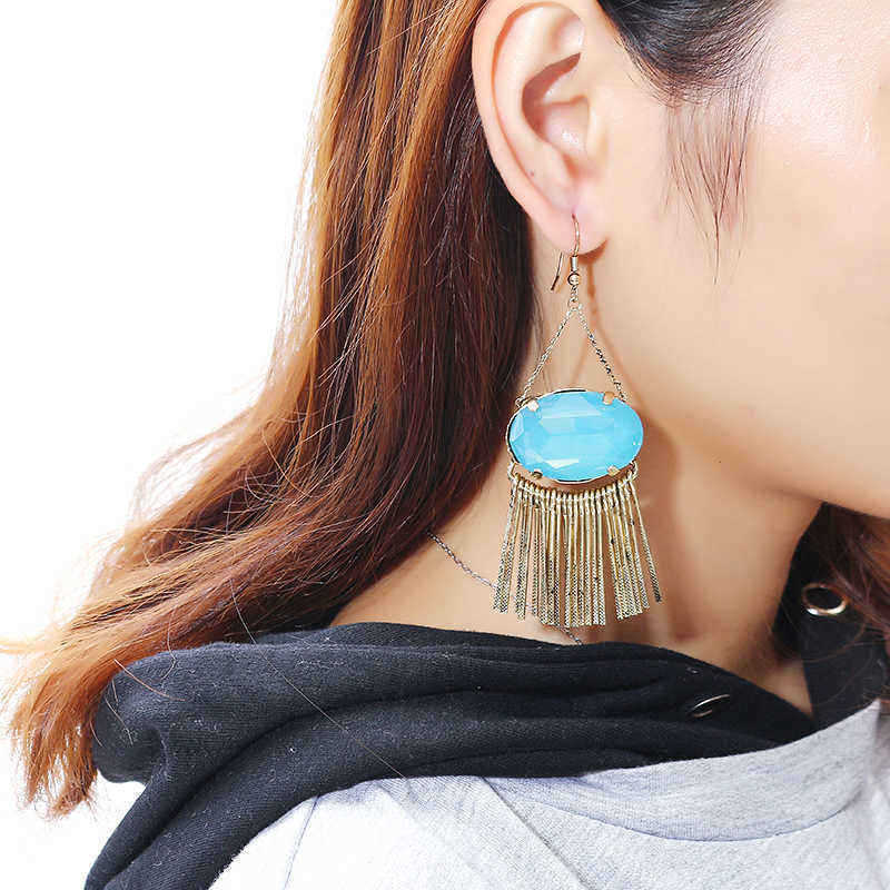 JASSYreg-18K-Gold-Plated-Earring-Retro-Blue-Gemstone-Tassel-Ear-Drop-Womens-Best-Gift-1205497