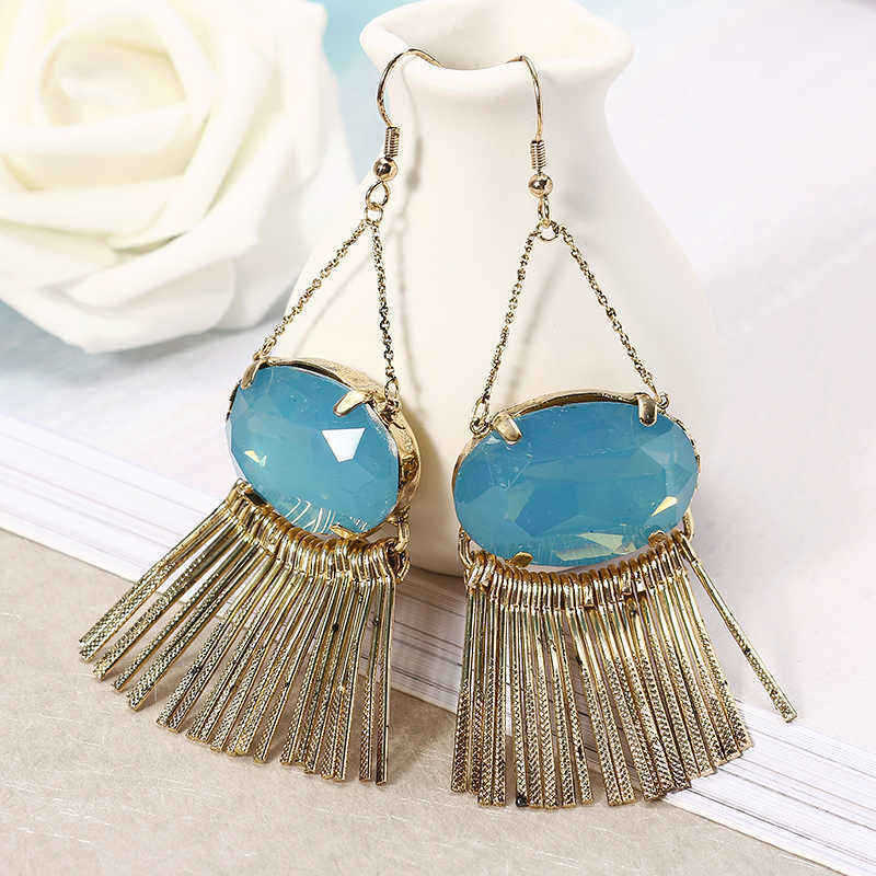 JASSYreg-18K-Gold-Plated-Earring-Retro-Blue-Gemstone-Tassel-Ear-Drop-Womens-Best-Gift-1205497