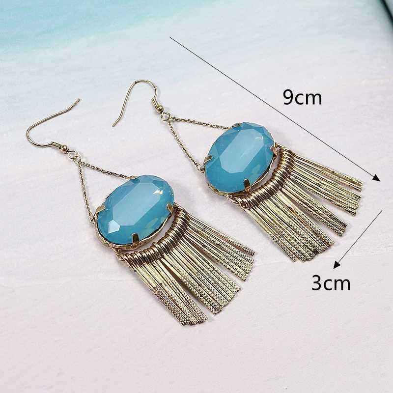 JASSYreg-18K-Gold-Plated-Earring-Retro-Blue-Gemstone-Tassel-Ear-Drop-Womens-Best-Gift-1205497