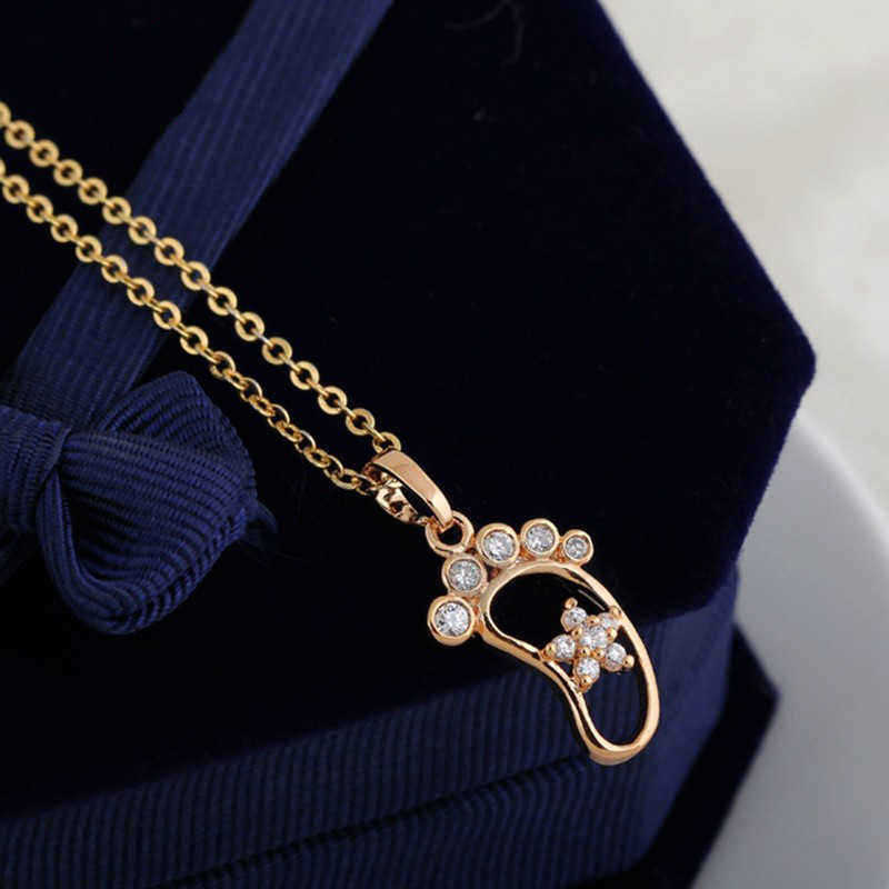 Kuniu-18K-Gold-Plated-Cute-Foot-Crystal-Pendant-Necklace-Chain-1032782